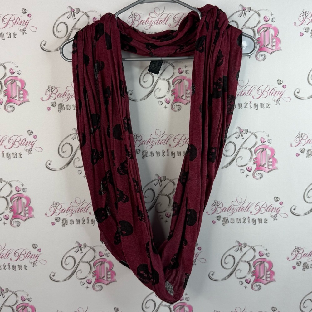 Skull circle scarf infinity scarf scarve wrap Elegant Burgundy Skull Scarf